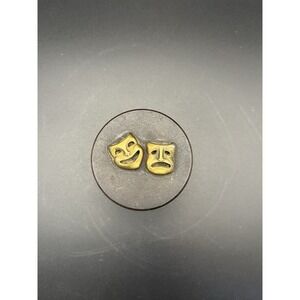 Vintage MCM‎ wood/brass comedy/tragedy Theatre trinket box 2"x1.5" USA Made